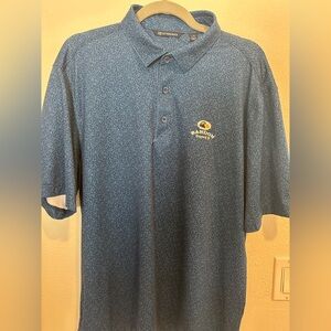 Cutter & Buck Men's Navy Leaf Print Golf Shirt with Bandon Dunes Logo